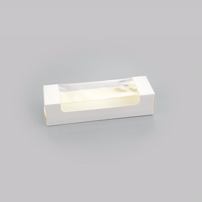 Pastry Tek White Paper Pastry / Cake Box - with Window - 9 3/4" x 3 1/4" x 2 1/4" - 100 count box