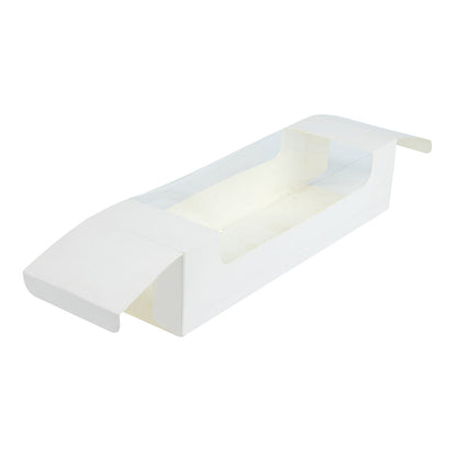 Pastry Tek White Paper Pastry / Cake Box - with Window - 9 3/4" x 3 1/4" x 2 1/4" - 100 count box