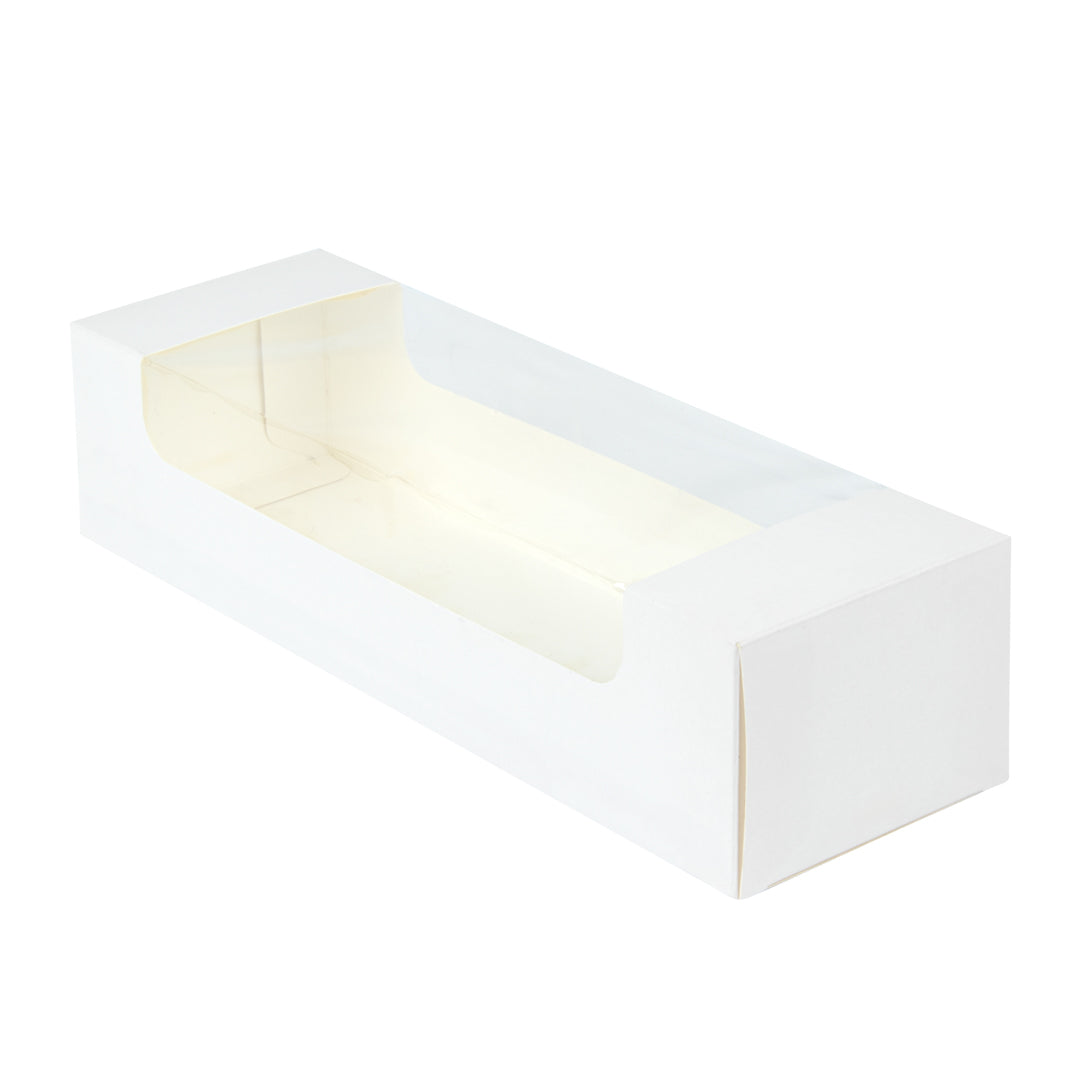 Pastry Tek White Paper Pastry / Cake Box - with Window - 9 3/4" x 3 1/4" x 2 1/4" - 100 count box