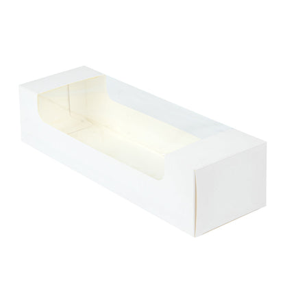 Pastry Tek White Paper Pastry / Cake Box - with Window - 9 3/4" x 3 1/4" x 2 1/4" - 100 count box
