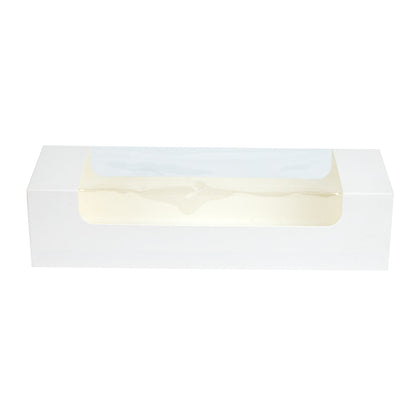 Pastry Tek White Paper Pastry / Cake Box - with Window - 9 3/4" x 3 1/4" x 2 1/4" - 100 count box