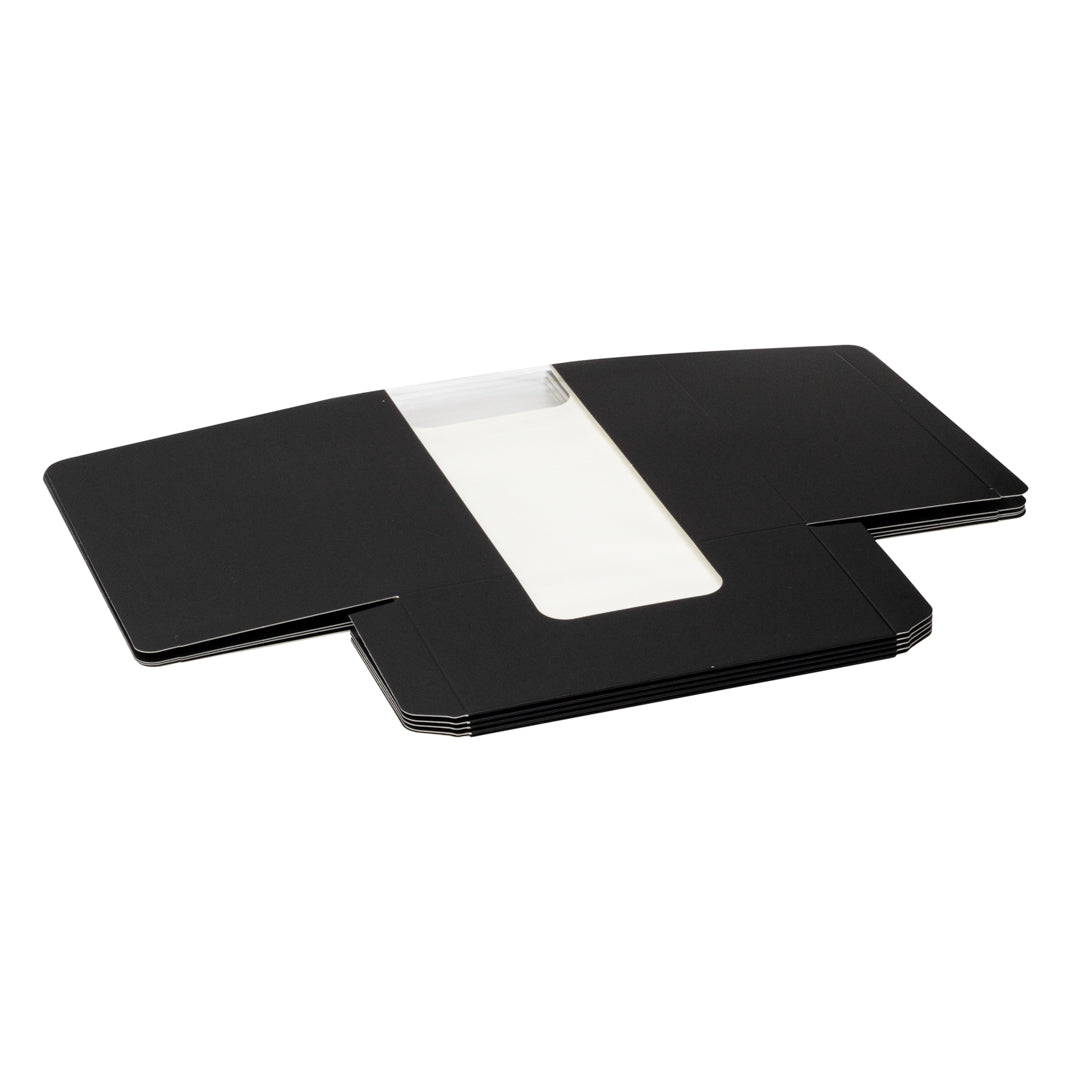Pastry Tek Black Paper Pastry / Cake Box - with Window - 7 3/4" x 4 3/4" x 2 1/4" - 100 count box
