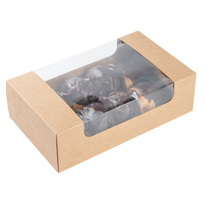 Pastry Tek Kraft Paper Pastry / Cake Box - with Window - 7 3/4" x 4 3/4" x 2 1/4" - 100 count box