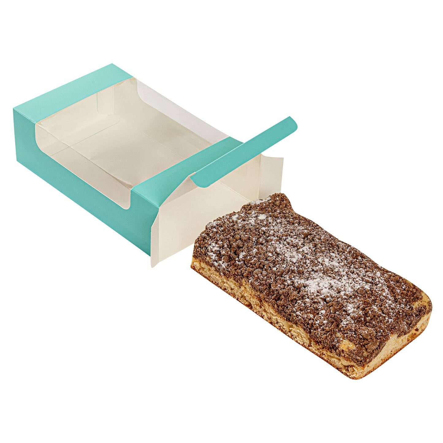 Pastry Tek Turquoise Paper Pastry / Cake Box - with Window - 7 3/4" x 4 3/4" x 2 1/4" - 100 count box