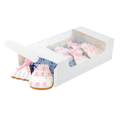 Pastry Tek White Paper Pastry / Cake Box - with Window - 7 3/4" x 4 3/4" x 2 1/4" - 100 count box