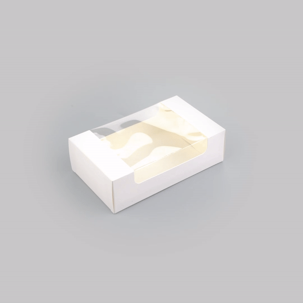 Pastry Tek White Paper Pastry / Cake Box - with Window - 7 3/4" x 4 3/4" x 2 1/4" - 100 count box