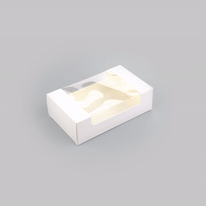 Pastry Tek White Paper Pastry / Cake Box - with Window - 7 3/4" x 4 3/4" x 2 1/4" - 100 count box