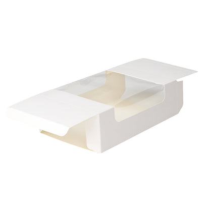Pastry Tek White Paper Pastry / Cake Box - with Window - 7 3/4" x 4 3/4" x 2 1/4" - 100 count box