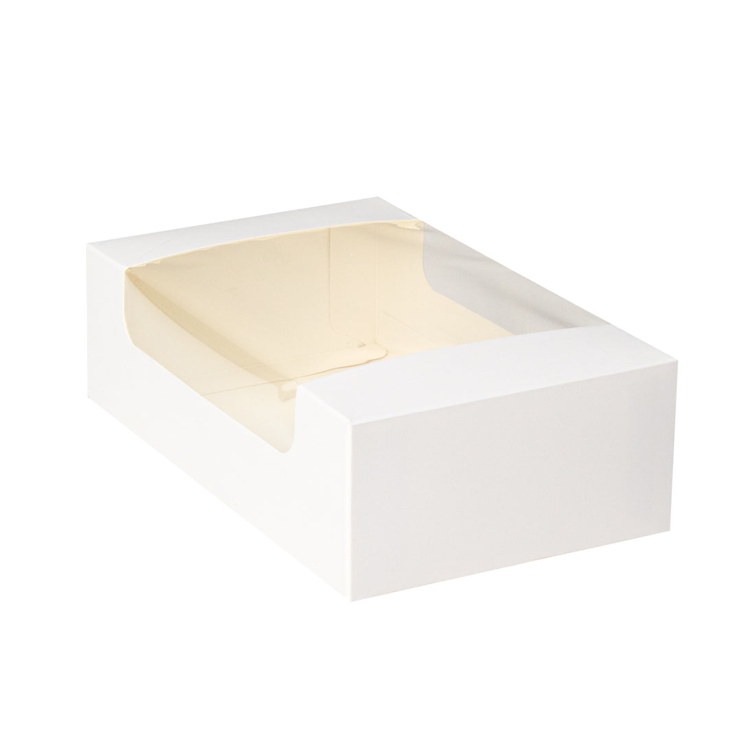 Pastry Tek White Paper Pastry / Cake Box - with Window - 7 3/4" x 4 3/4" x 2 1/4" - 100 count box