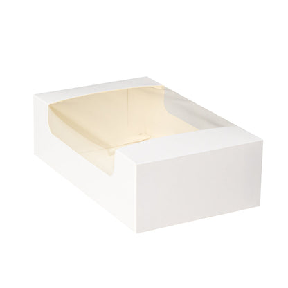 Pastry Tek White Paper Pastry / Cake Box - with Window - 7 3/4" x 4 3/4" x 2 1/4" - 100 count box