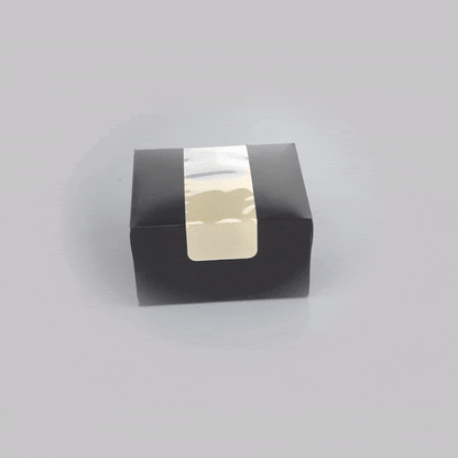 Pastry Tek Black Paper Pastry / Cake Box - with Window - 7" x 6" x 4" - 100 count box