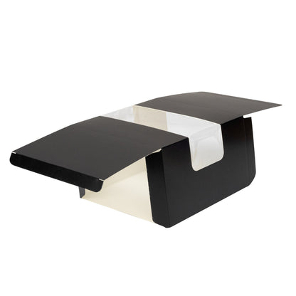 Pastry Tek Black Paper Pastry / Cake Box - with Window - 7" x 6" x 4" - 100 count box
