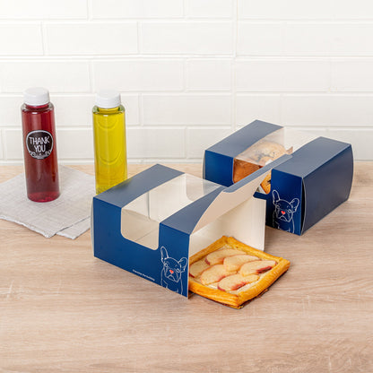 Pastry Tek Frenchie Paper Pastry / Cake Box - with Window - 7" x 6" x 4"- 100 count box
