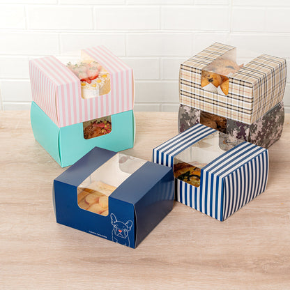 Pastry Tek Frenchie Paper Pastry / Cake Box - with Window - 7" x 6" x 4"- 100 count box