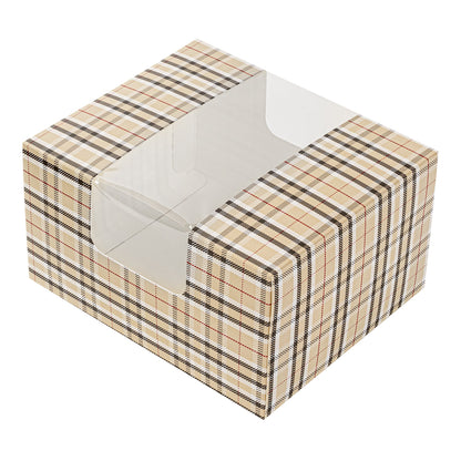 Pastry Tek Plaid Paper Pastry / Cake Box - with Window - 7" x 6" x 4" - 100 count box