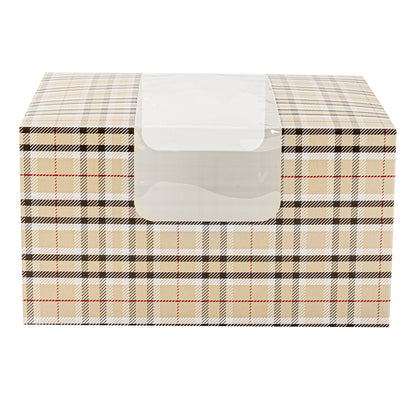 Pastry Tek Plaid Paper Pastry / Cake Box - with Window - 7" x 6" x 4" - 100 count box