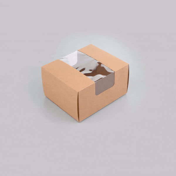 Pastry Tek Kraft Paper Pastry / Cake Box - with Window - 7" x 6" x 4" - 100 count box