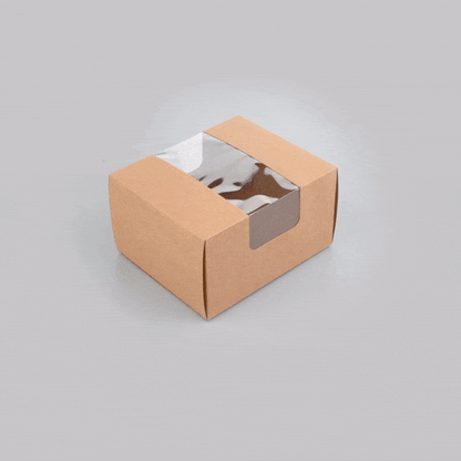 Pastry Tek Kraft Paper Pastry / Cake Box - with Window - 7" x 6" x 4" - 100 count box