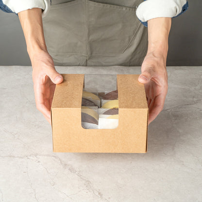 Pastry Tek Kraft Paper Pastry / Cake Box - with Window - 7" x 6" x 4" - 100 count box