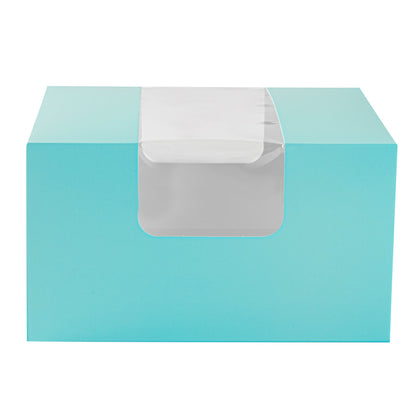Pastry Tek Turquoise Paper Pastry / Cake Box - with Window - 7" x 6" x 4" - 100 count box