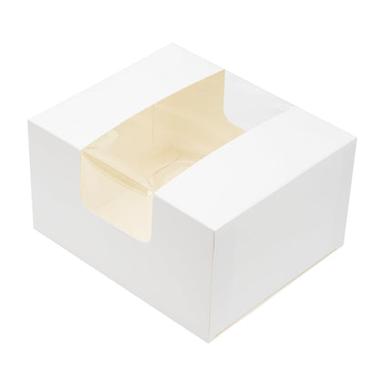 Pastry Tek White Paper Pastry / Cake Box - with Window - 7" x 6" x 4" - 100 count box