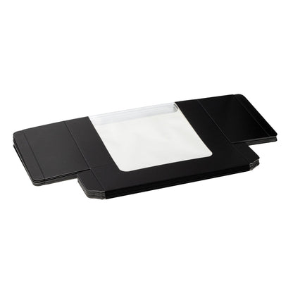 Pastry Tek Black Paper Pastry / Cake Box - with Window - 6 1/4" x 6 1/4" x 3 1/4" - 100 count box