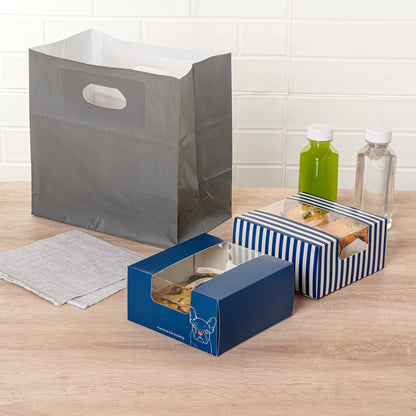 Pastry Tek Frenchie Paper Pastry / Cake Box - with Window - 6 1/4" x 6 1/4" x 3 1/4" - 100 count box