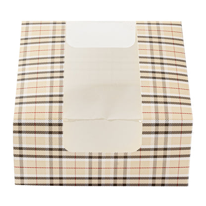 Pastry Tek Plaid Paper Pastry / Cake Box - with Window - 6 1/4" x 6 1/4" x 3 1/4" - 100 count box