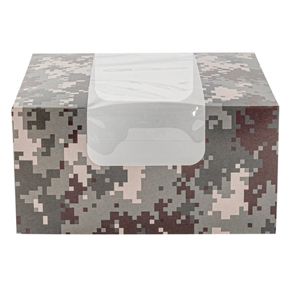 Pastry Tek Camouflage Paper Pastry / Cake Box - with Window - 6 1/4" x 6 1/4" x 3 1/4" - 100 count box