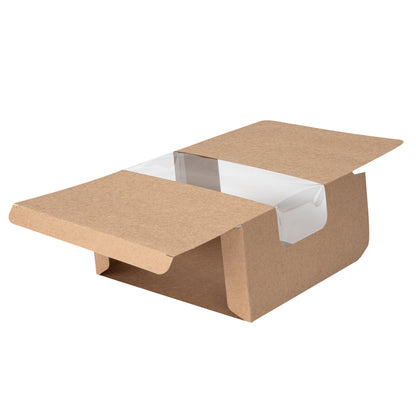 Pastry Tek Kraft Paper Pastry / Cake Box - with Window - 6 1/4" x 6 1/4" x 3 1/4" - 100 count box