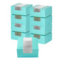 Pastry Tek Turquoise Paper Pastry / Cake Box - with Window - 6 1/4" x 6 1/4" x 3 1/4" - 100 count box