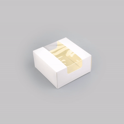Pastry Tek White Paper Pastry / Cake Box - with Window - 6 1/4" x 6 1/4" x 3 1/4" - 100 count box