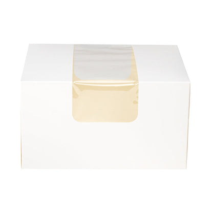Pastry Tek White Paper Pastry / Cake Box - with Window - 6 1/4" x 6 1/4" x 3 1/4" - 100 count box