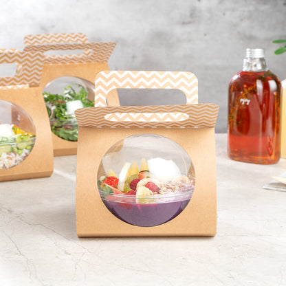 Thermo Tek Kraft Paper Sphere Salad Container Carrier - Fits 12 oz - 50 count box