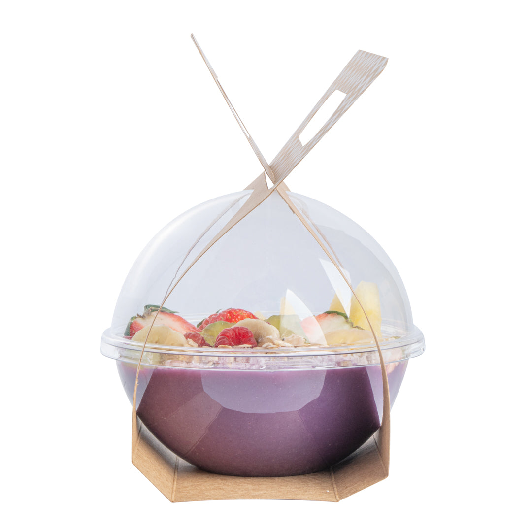 Thermo Tek Kraft Paper Sphere Salad Container Carrier - Fits 12 oz - 50 count box