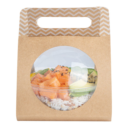 Thermo Tek Kraft Paper Sphere Salad Container Carrier - Fits 21 oz - 50 count box