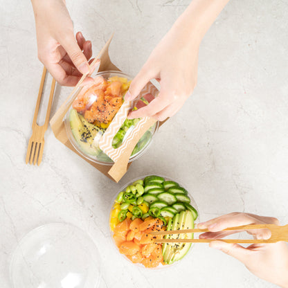 Thermo Tek Kraft Paper Sphere Salad Container Carrier - Fits 21 oz - 50 count box