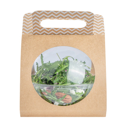 Thermo Tek Kraft Paper Sphere Salad Container Carrier - Fits 28 oz - 50 count box