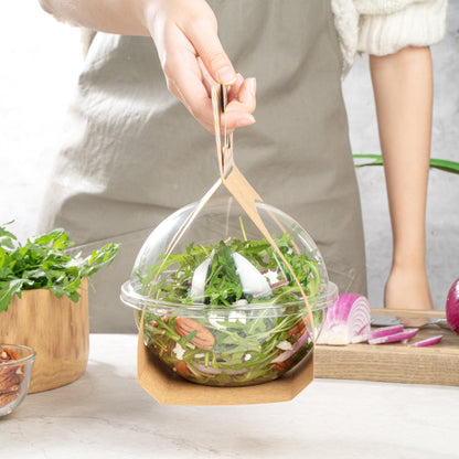 Thermo Tek Kraft Paper Sphere Salad Container Carrier - Fits 28 oz - 50 count box