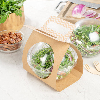 Thermo Tek Kraft Paper Sphere Salad Container Carrier - Fits 28 oz - 50 count box