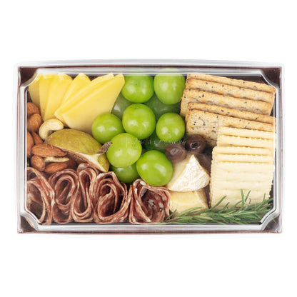 Matsuri Vision Rectangle Wood Grain Paper Medium Sushi Tray - 8" x 5" x 1 1/2" - 100 count box