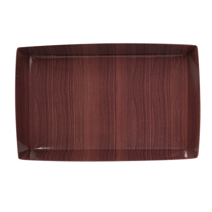 Matsuri Vision Rectangle Wood Grain Paper Medium Sushi Tray - 8" x 5" x 1 1/2" - 100 count box