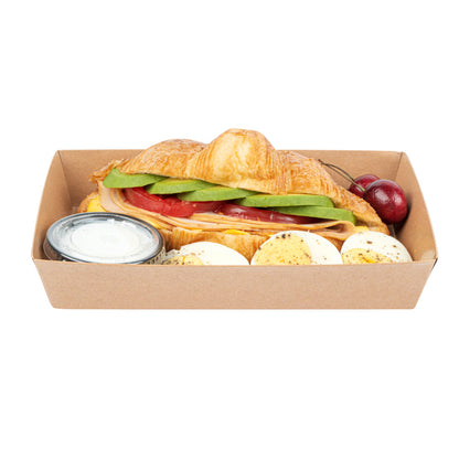 Matsuri Vision Rectangle Kraft Paper Medium Sushi Tray - 8" x 5" x 1 1/2" - 100 count box