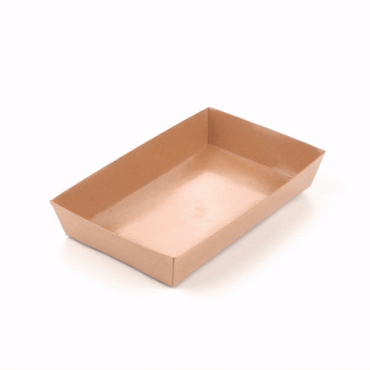 Matsuri Vision Rectangle Kraft Paper Medium Sushi Tray - 8" x 5" x 1 1/2" - 100 count box