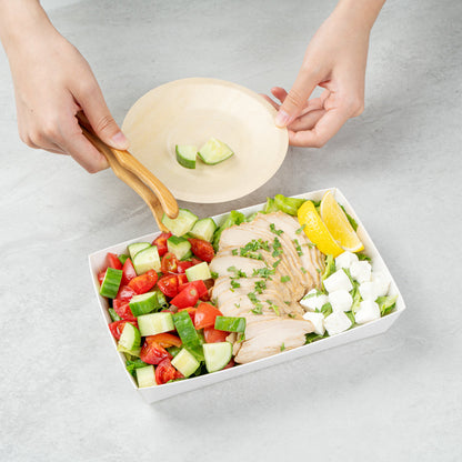 Matsuri Vision Rectangle White Paper Medium Sushi Tray - 8" x 5" x 1 1/2" - 100 count box