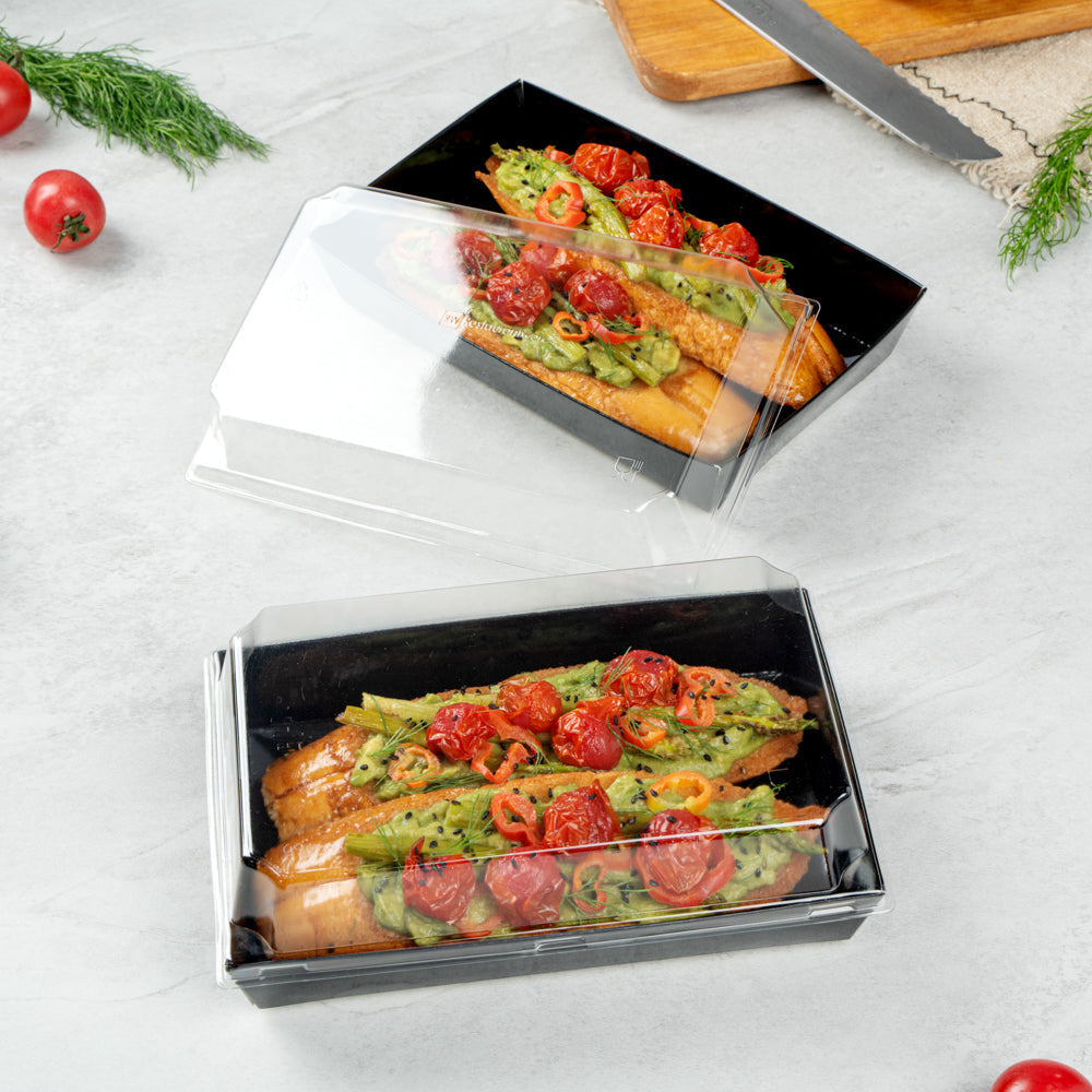 Matsuri Vision Clear Plastic Lid - Fits Medium Sushi Tray - 100 count box