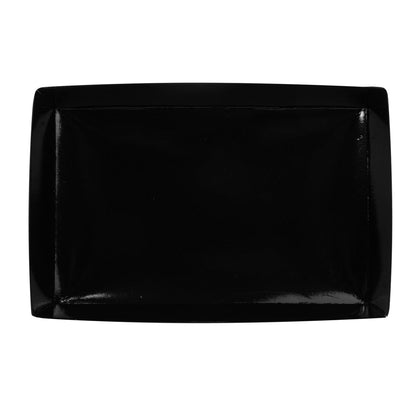 Matsuri Vision Rectangle Black Paper Large Sushi Tray - 9" x 6" x 1 1/2" - 100 count box