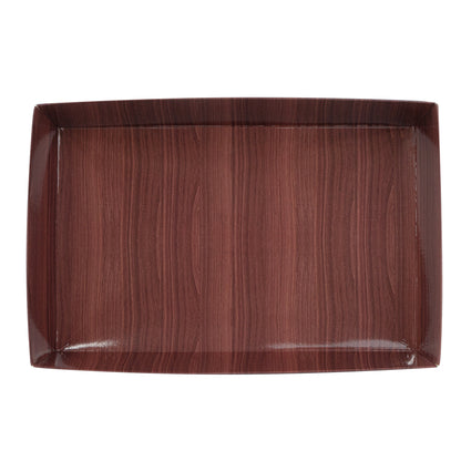 Matsuri Vision Rectangle Wood Grain Paper Large Sushi Tray - 9" x 6" x 1 1/2" - 100 count box
