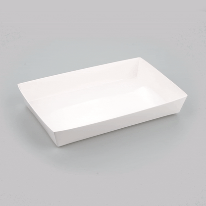 Matsuri Vision Rectangle White Paper Large Sushi Tray - 9" x 6" x 1 1/2" - 100 count box