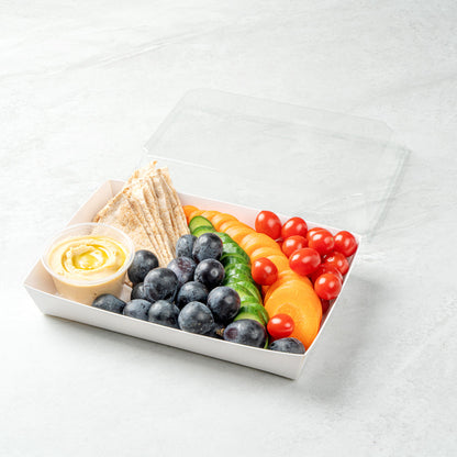Matsuri Vision Rectangle White Paper Large Sushi Tray - 9" x 6" x 1 1/2" - 100 count box